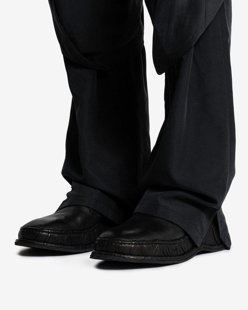JiyongKim Men's Pants Layered Draped Trousers in Black
