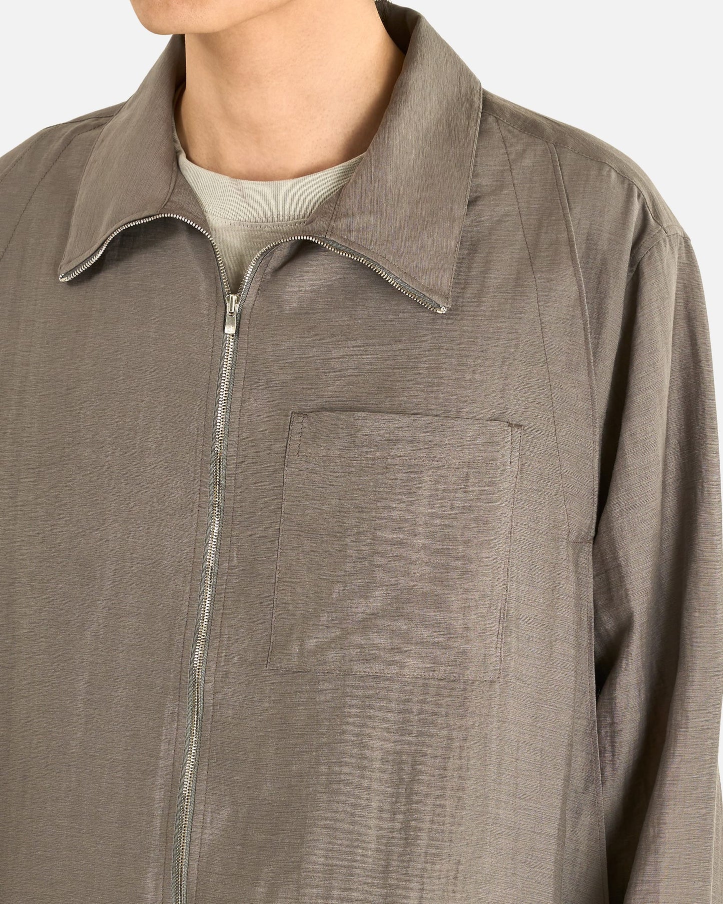 JiyongKim Men's Shirts Layered Zip-Up Shirt in Grey