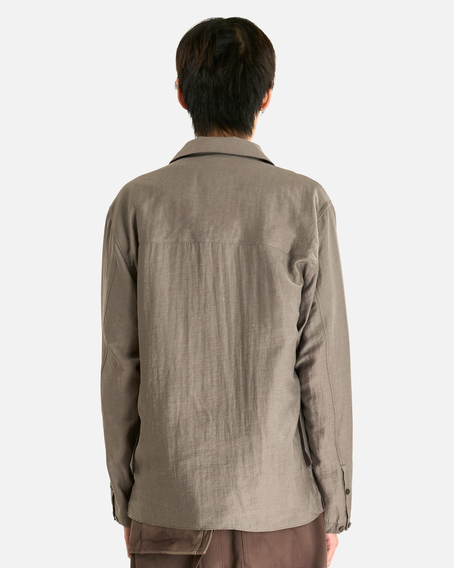 JiyongKim Men's Shirts Layered Zip-Up Shirt in Grey