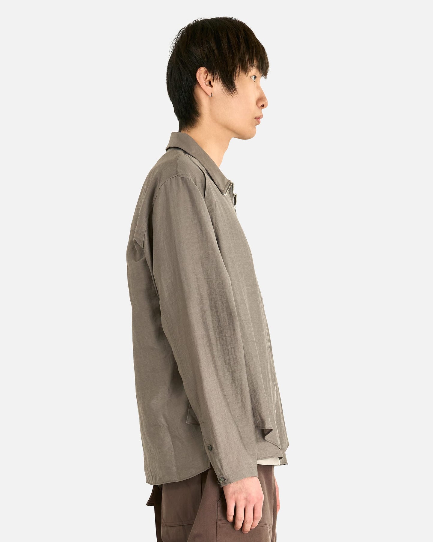 JiyongKim Men's Shirts Layered Zip-Up Shirt in Grey