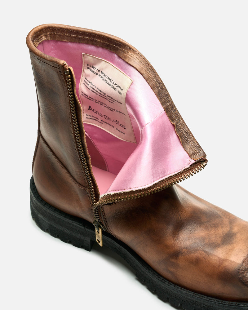 Leather Ankle Boot in Brown - Main Image