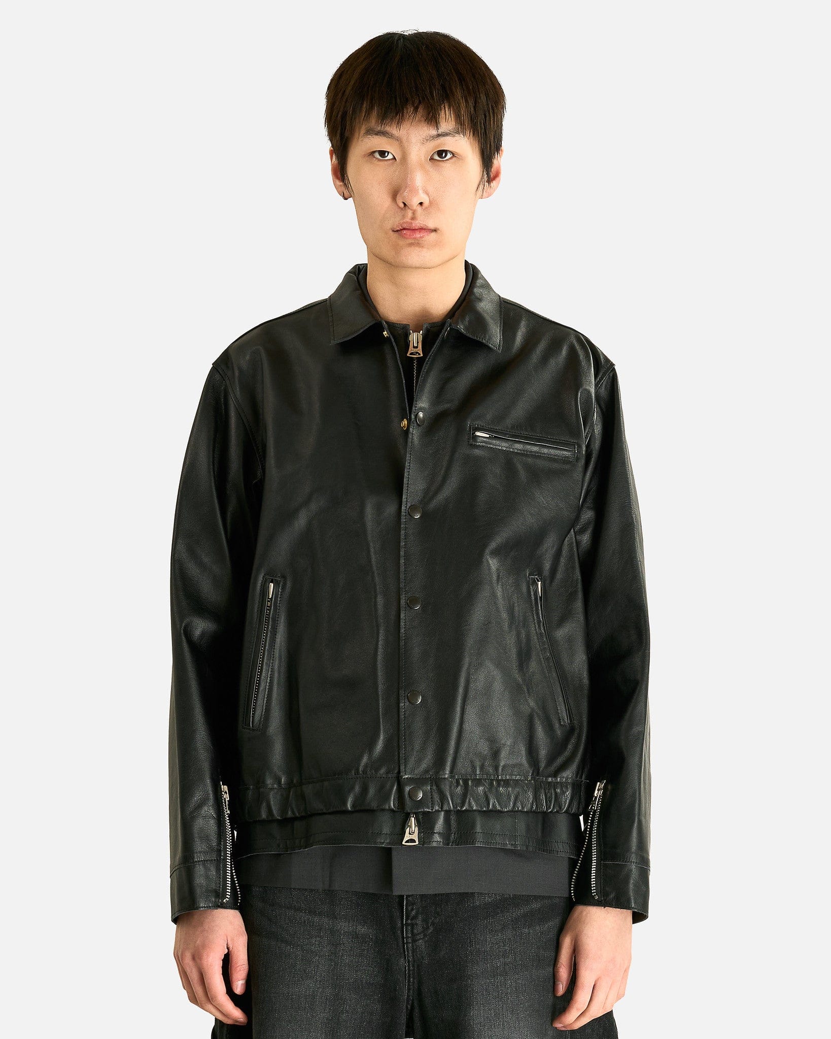 Sacai Men's Jackets Leather Blouson in Black