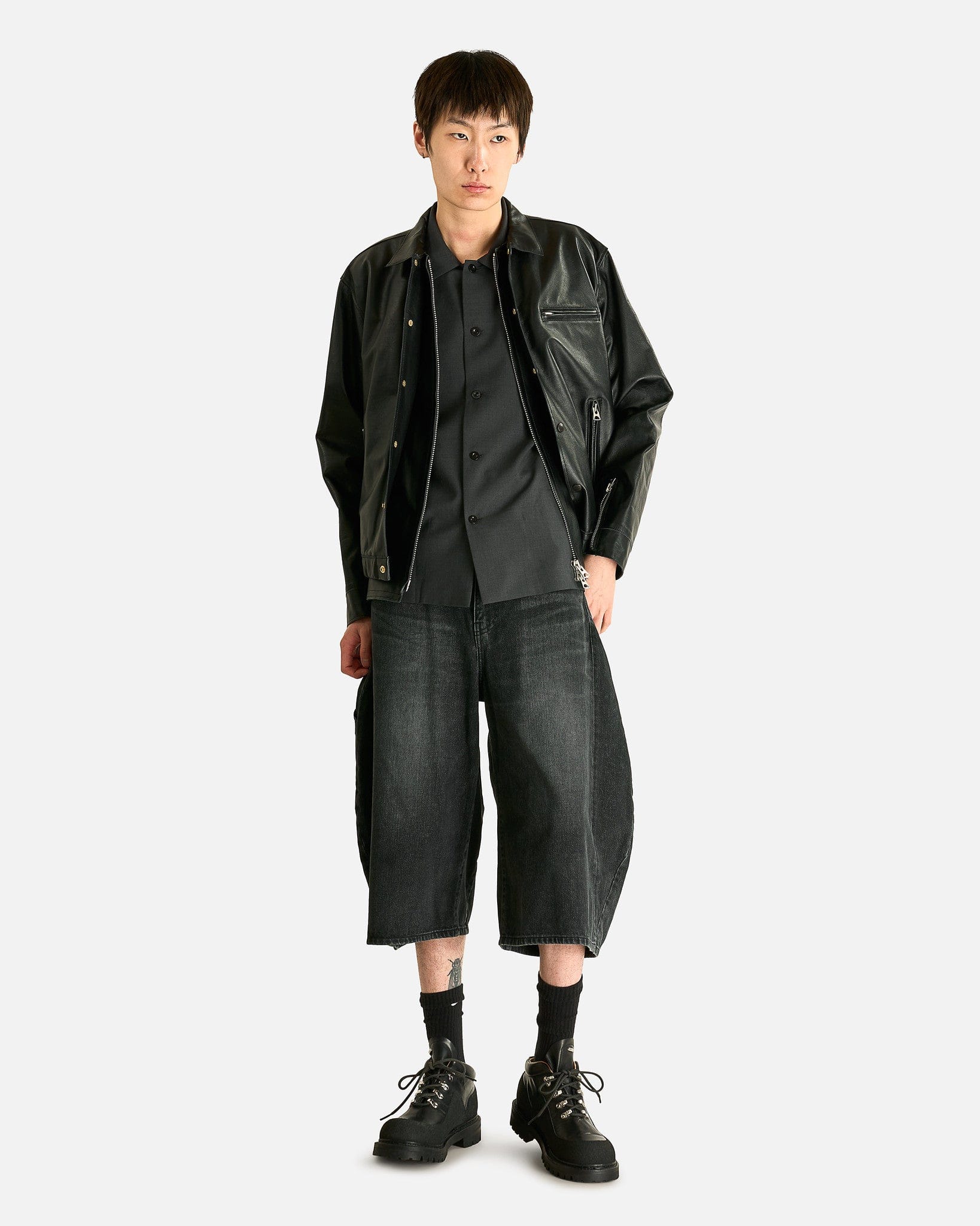 Sacai Men's Jackets Leather Blouson in Black