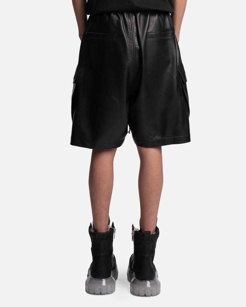Rick Owens Men's Shorts Leather Cargobela Shorts in Black