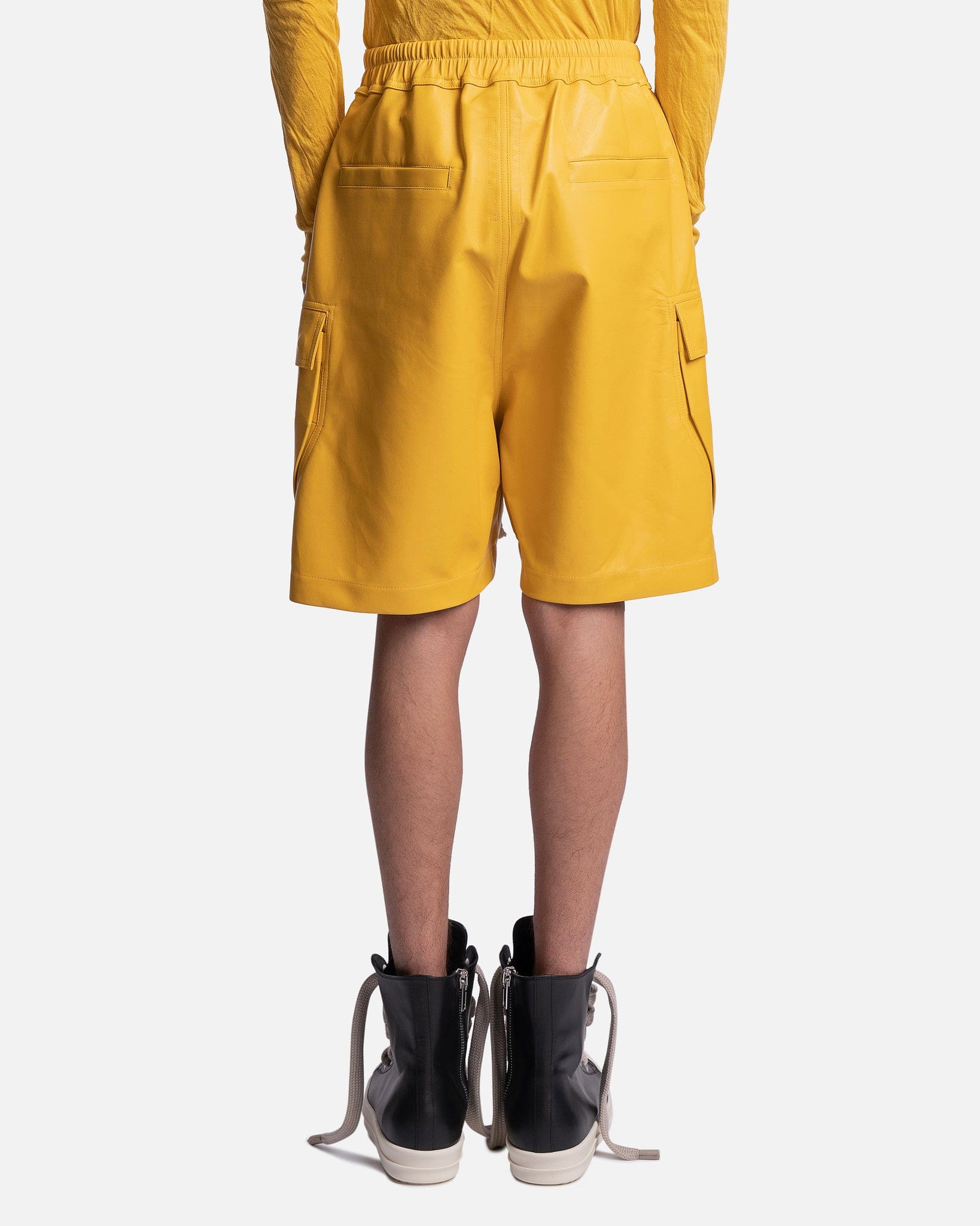 Leather Cargobela Shorts in Lemon - Main Image