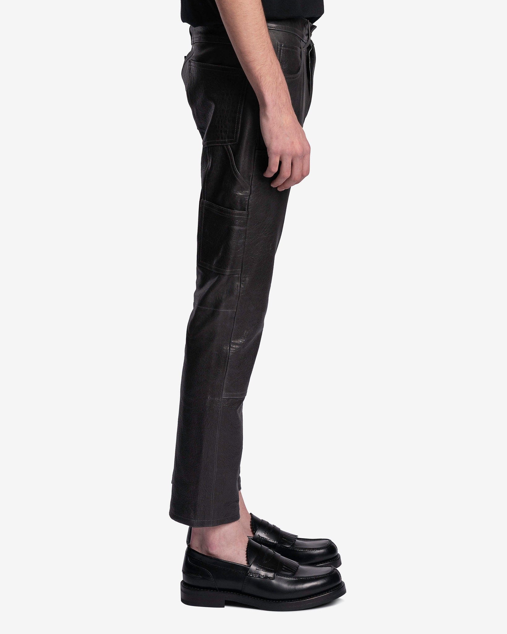 Enfants Riches Deprimes Men's Jeans Leather Carpenter Jeans in Slate Grey