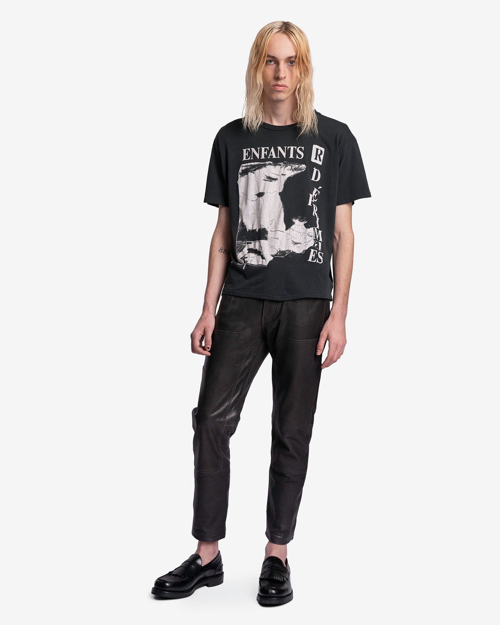 Enfants Riches Deprimes Men's Jeans Leather Carpenter Jeans in Slate Grey