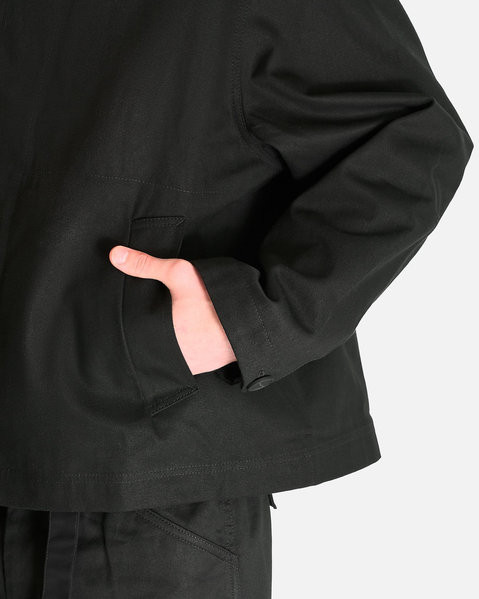Studio Nicholson Men's Jackets Leather Collar Barn Jacket in Black