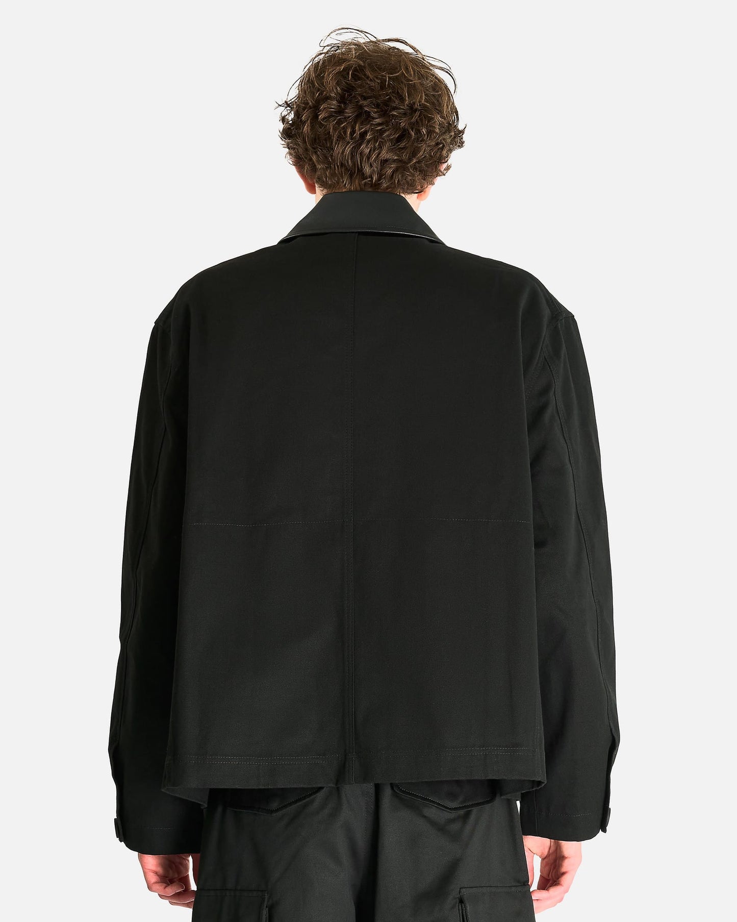 Studio Nicholson Men's Jackets Leather Collar Barn Jacket in Black