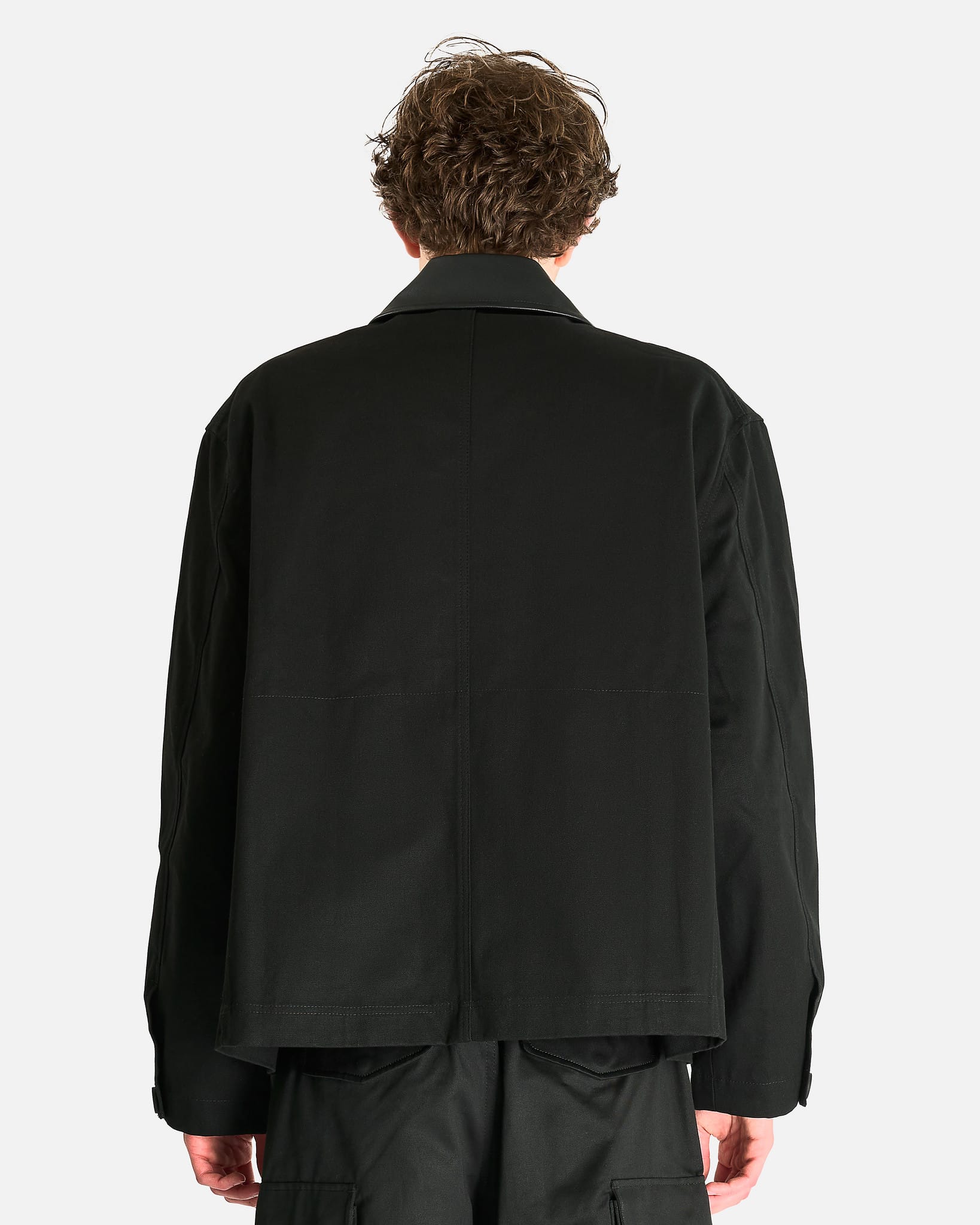 Studio Nicholson Men's Jackets Leather Collar Barn Jacket in Black
