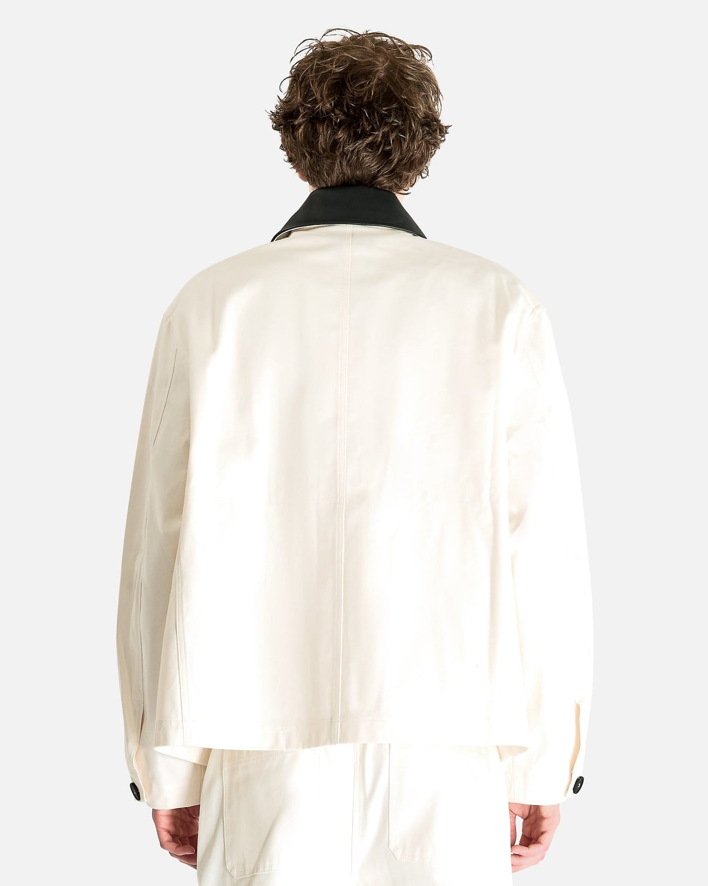 Studio Nicholson Men's Jackets Leather Collar Barn Jacket in Parchment