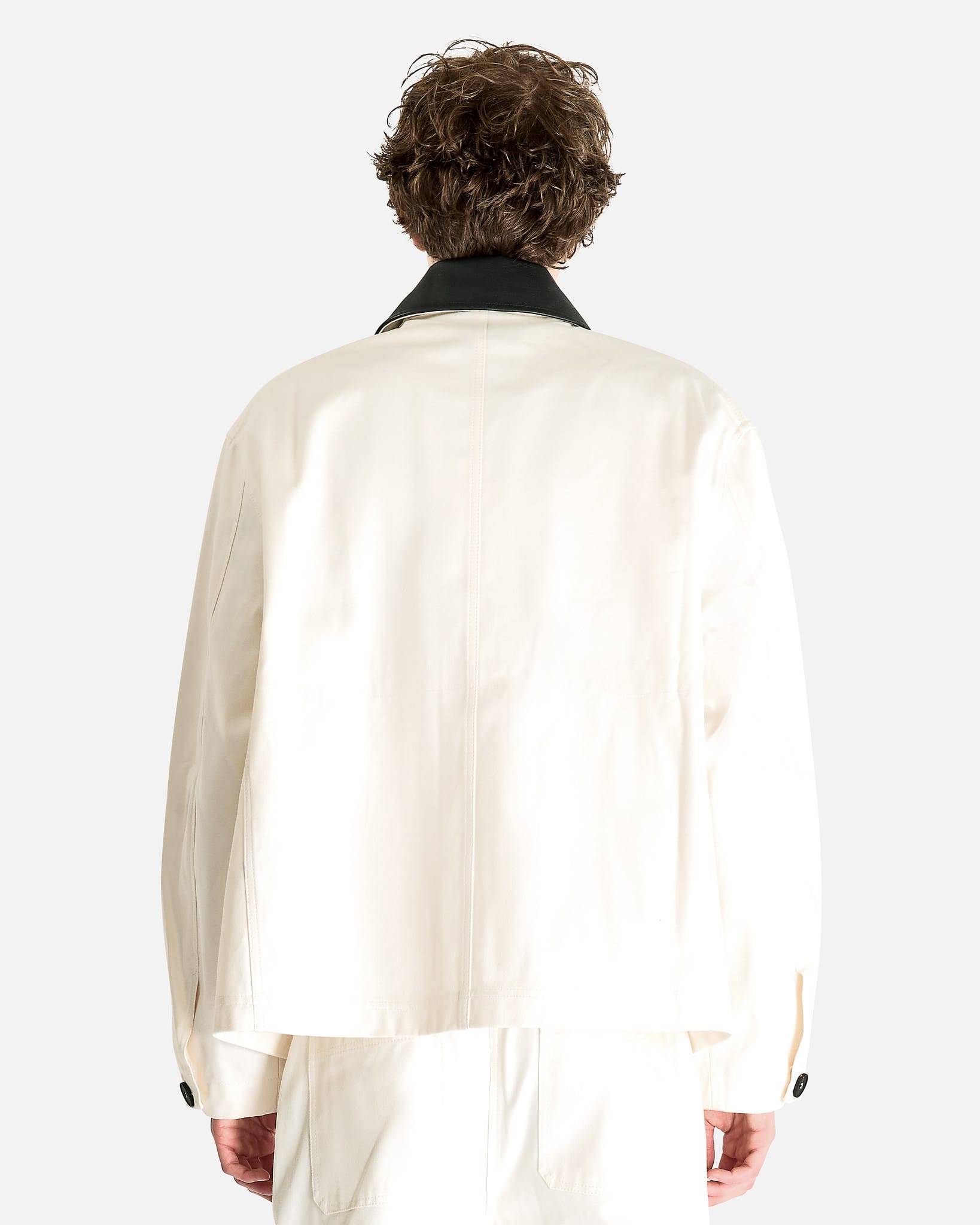 Studio Nicholson Men's Jackets Leather Collar Barn Jacket in Parchment