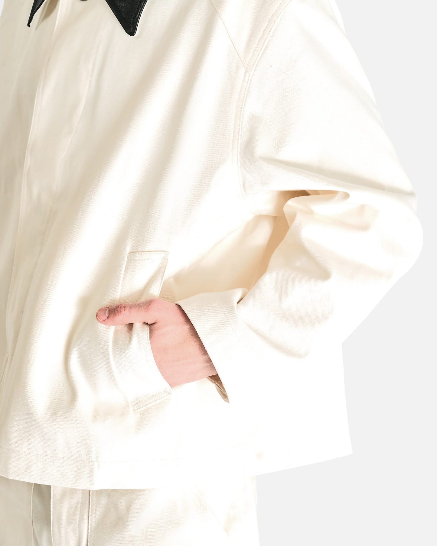 Studio Nicholson Men's Jackets Leather Collar Barn Jacket in Parchment