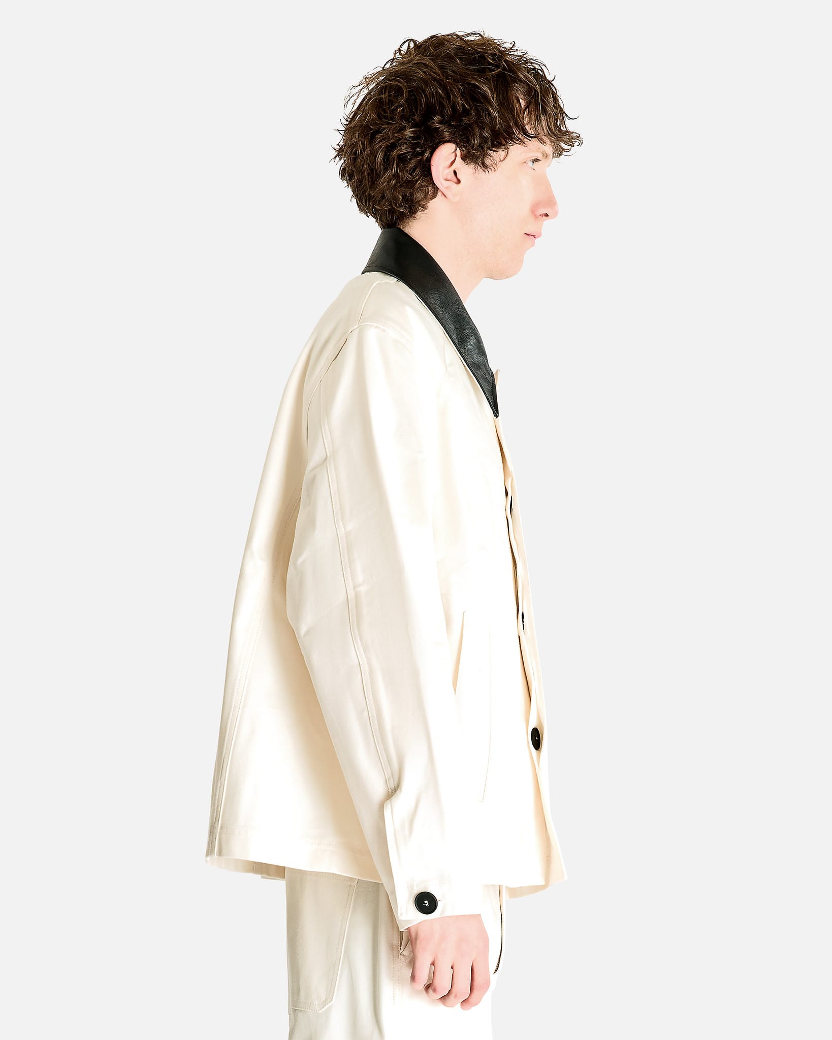 Studio Nicholson Men's Jackets Leather Collar Barn Jacket in Parchment