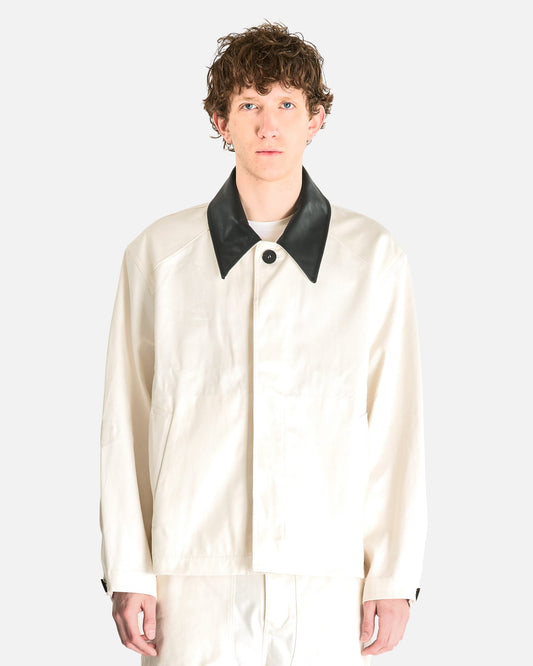 Studio Nicholson Men's Jackets Leather Collar Barn Jacket in Parchment