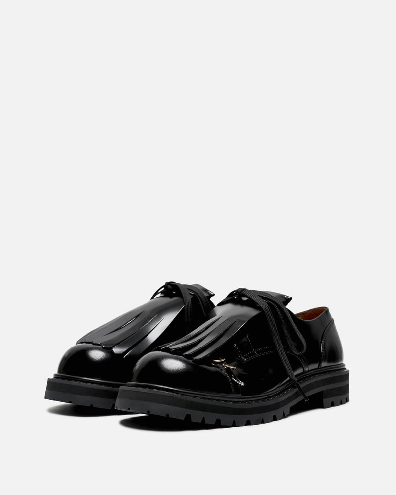 Marni Men's Shoes Leather Dada Derby Shoe with Maxi Fringe in Black