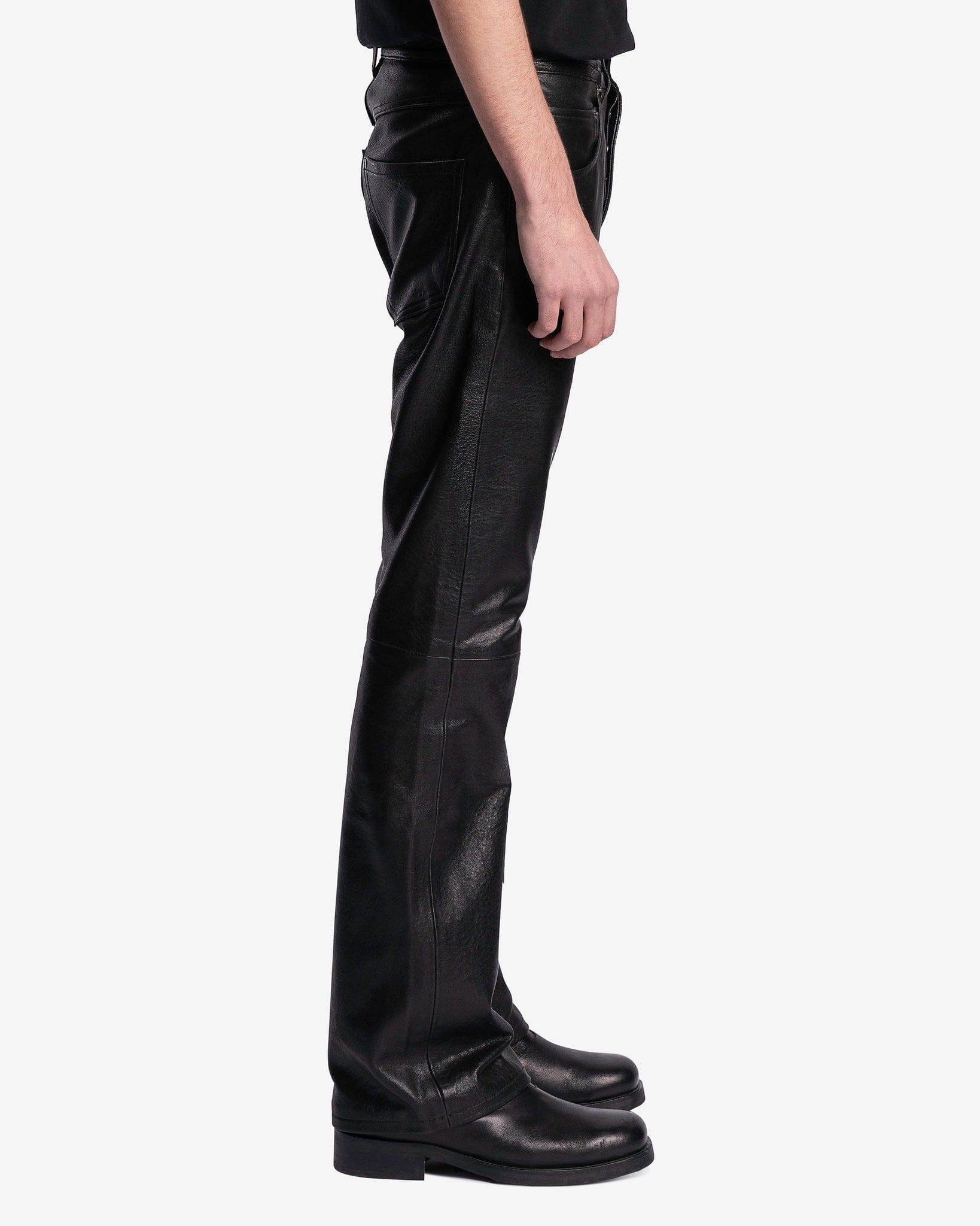 Enfants Riches Deprimes Men's Pants Leather Flare Jeans in Black