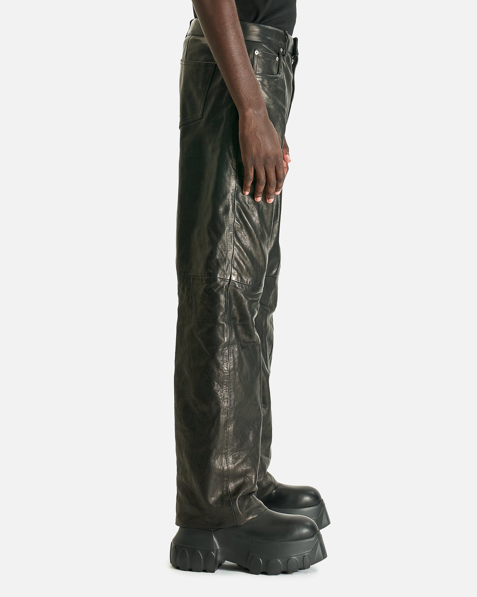 Rick Owens Men's Jeans Leather Geth Jeans in Black