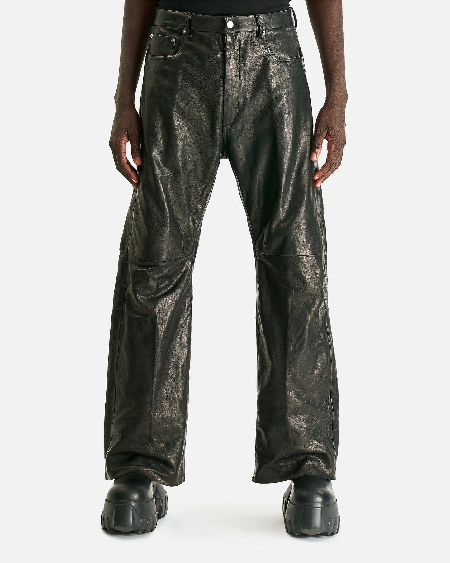 Rick Owens Men's Jeans Leather Geth Jeans in Black