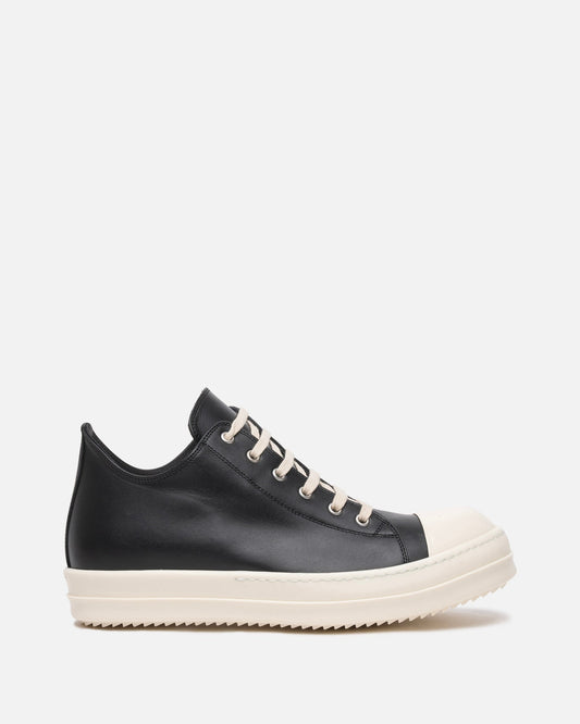 Rick Owens Men's Sneakers Leather Low Ramones in Black/Milk