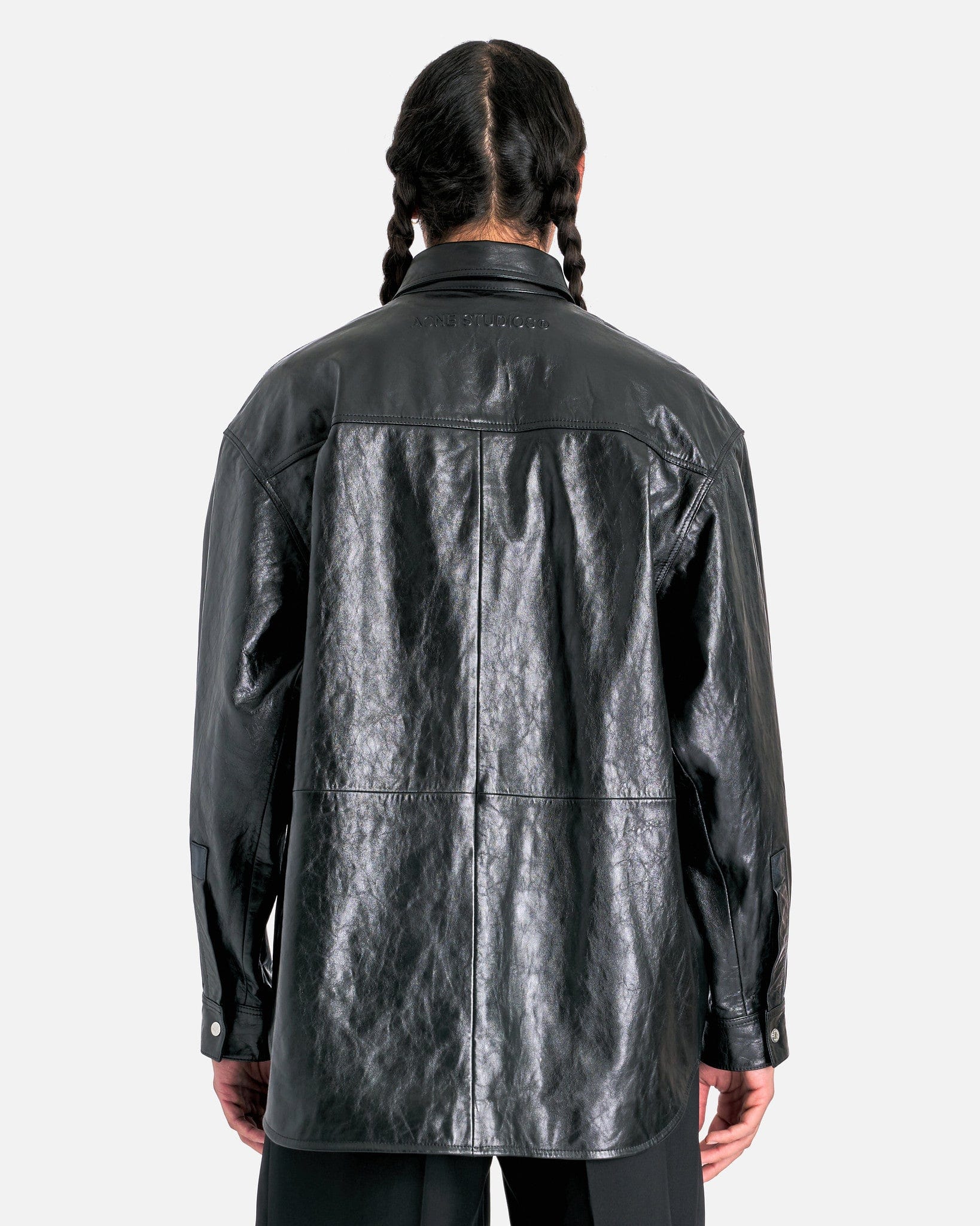 Acne Studios Men's Shirts Leather Outershirt in Black