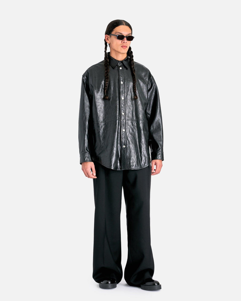 Acne Studios Men's Shirts Leather Outershirt in Black