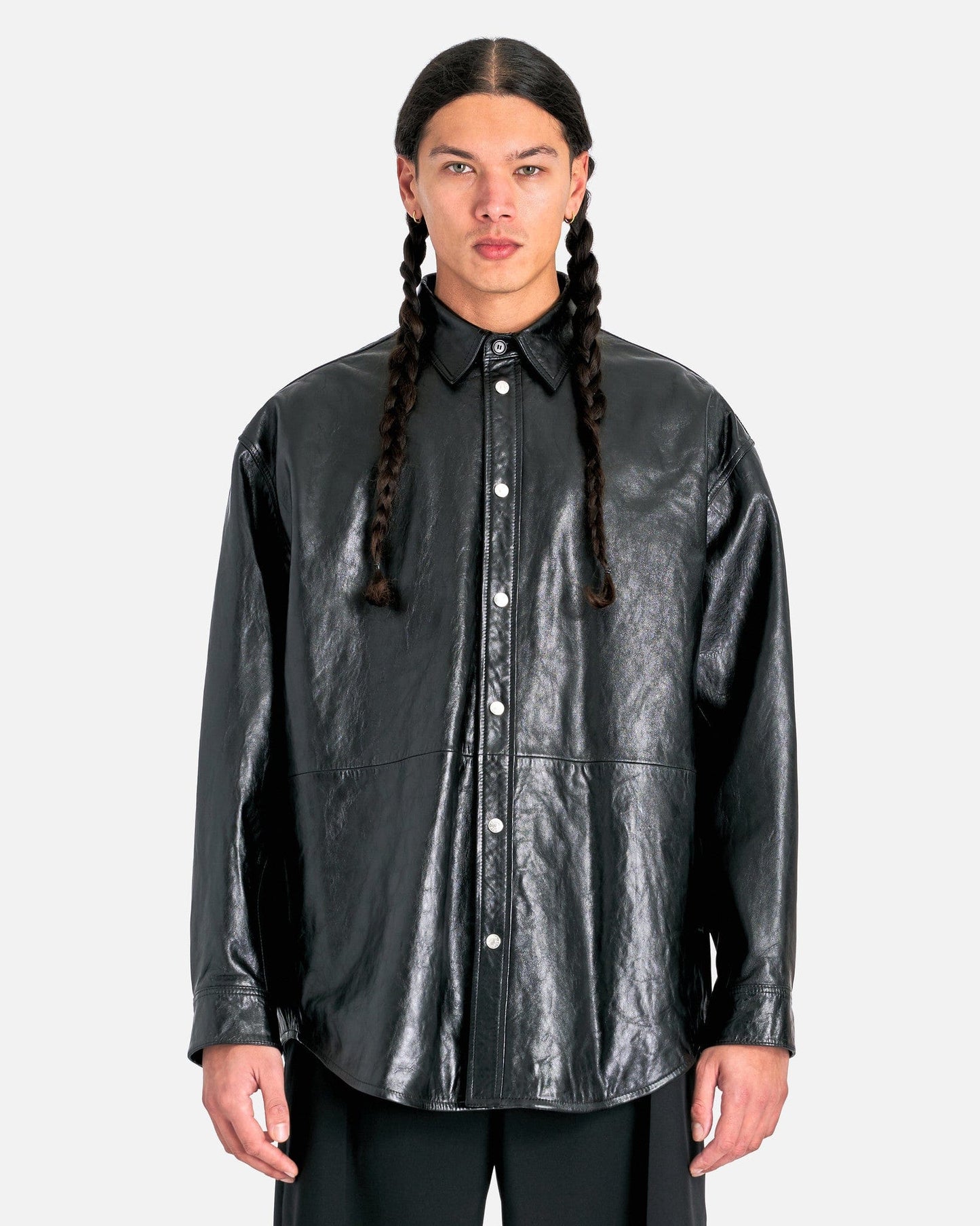 Acne Studios Men's Shirts Leather Outershirt in Black