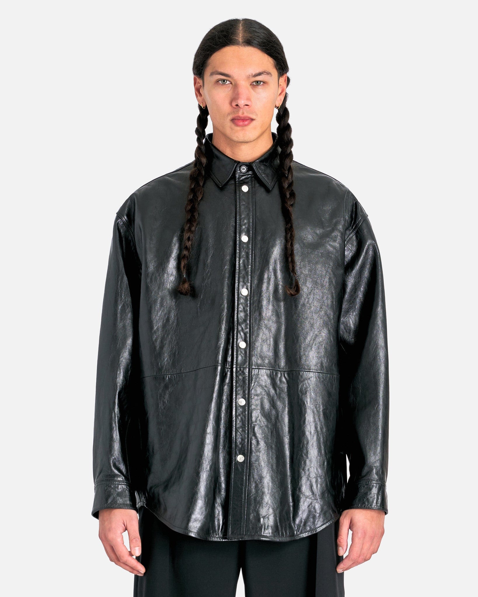 Acne Studios Men's Shirts Leather Outershirt in Black