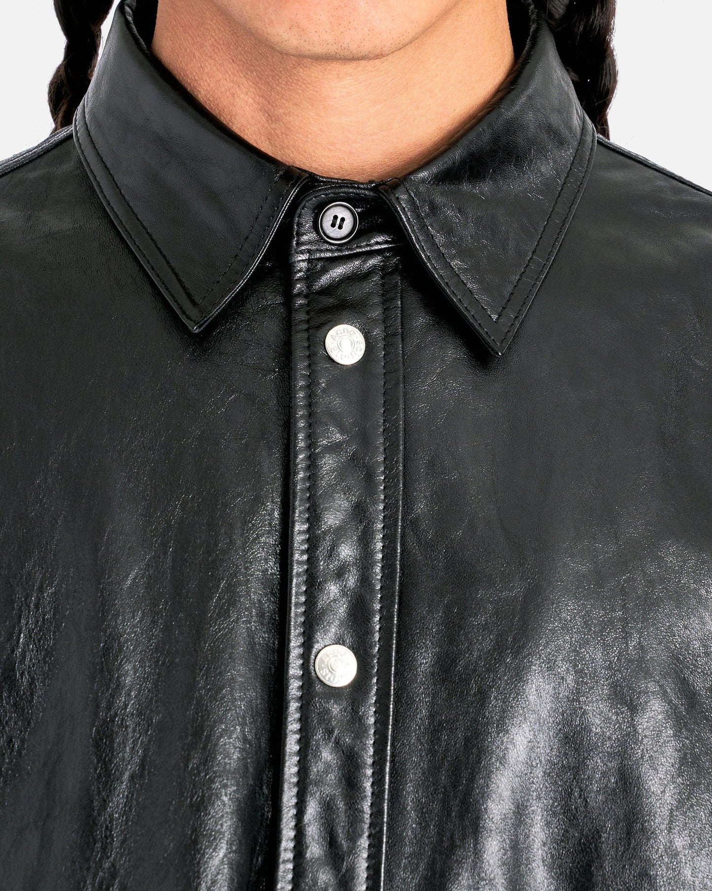 Acne Studios Men's Shirts Leather Outershirt in Black