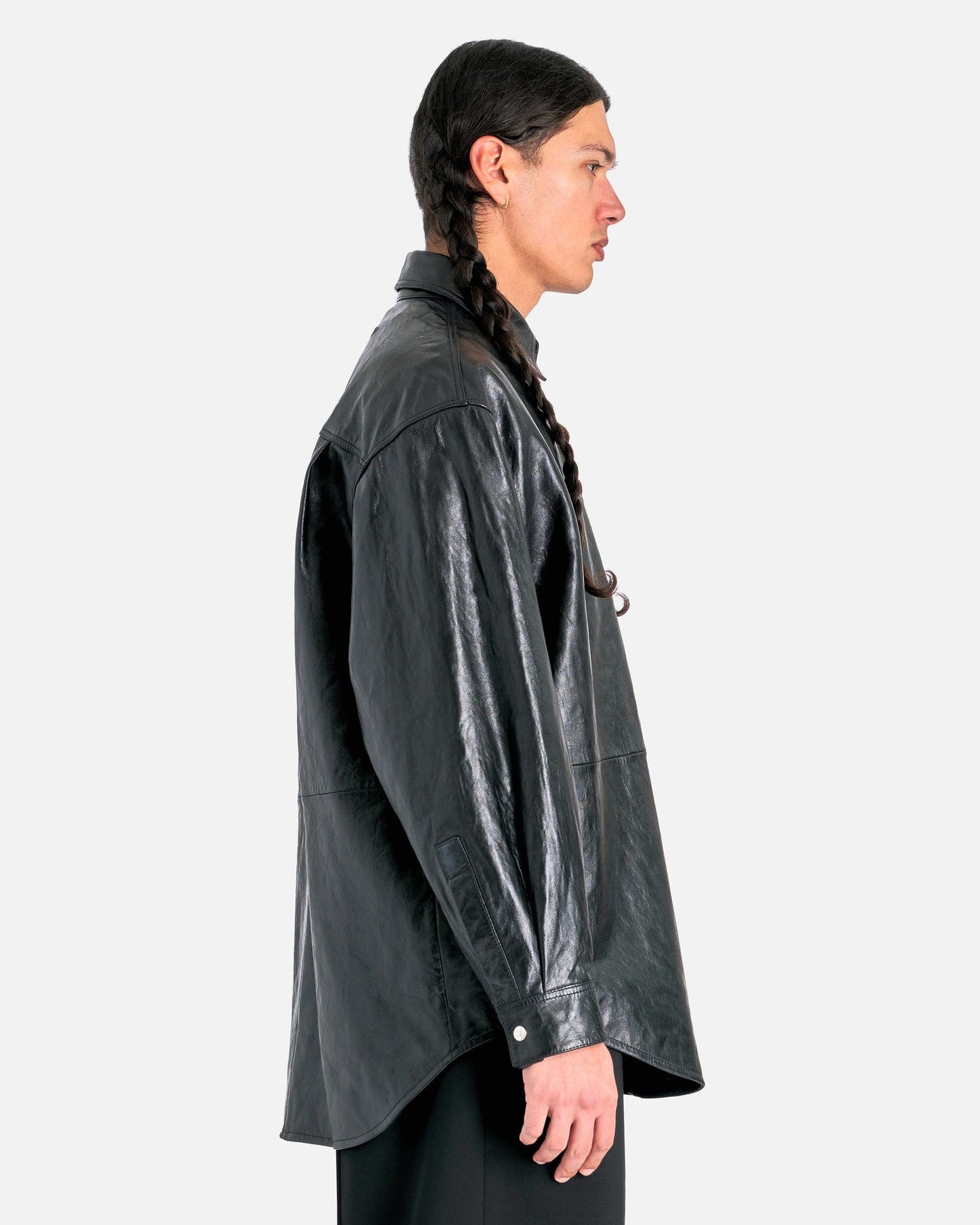 Acne Studios Men's Shirts Leather Outershirt in Black