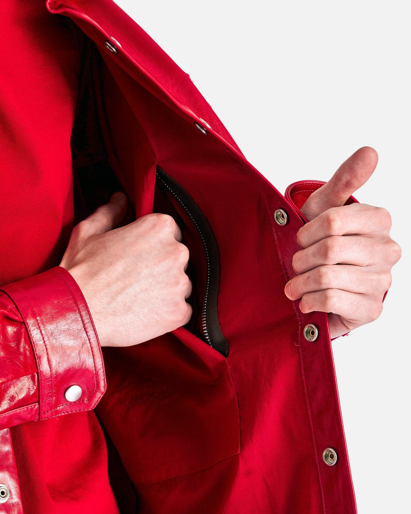 Leather Outershirt in Cardinal Red SVRN Leather Outershirt in Cardinal Red SVRN