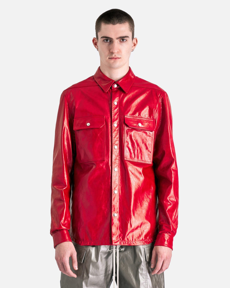 rick owens red leather dress Rick Owens Athena Mini Dress In Red