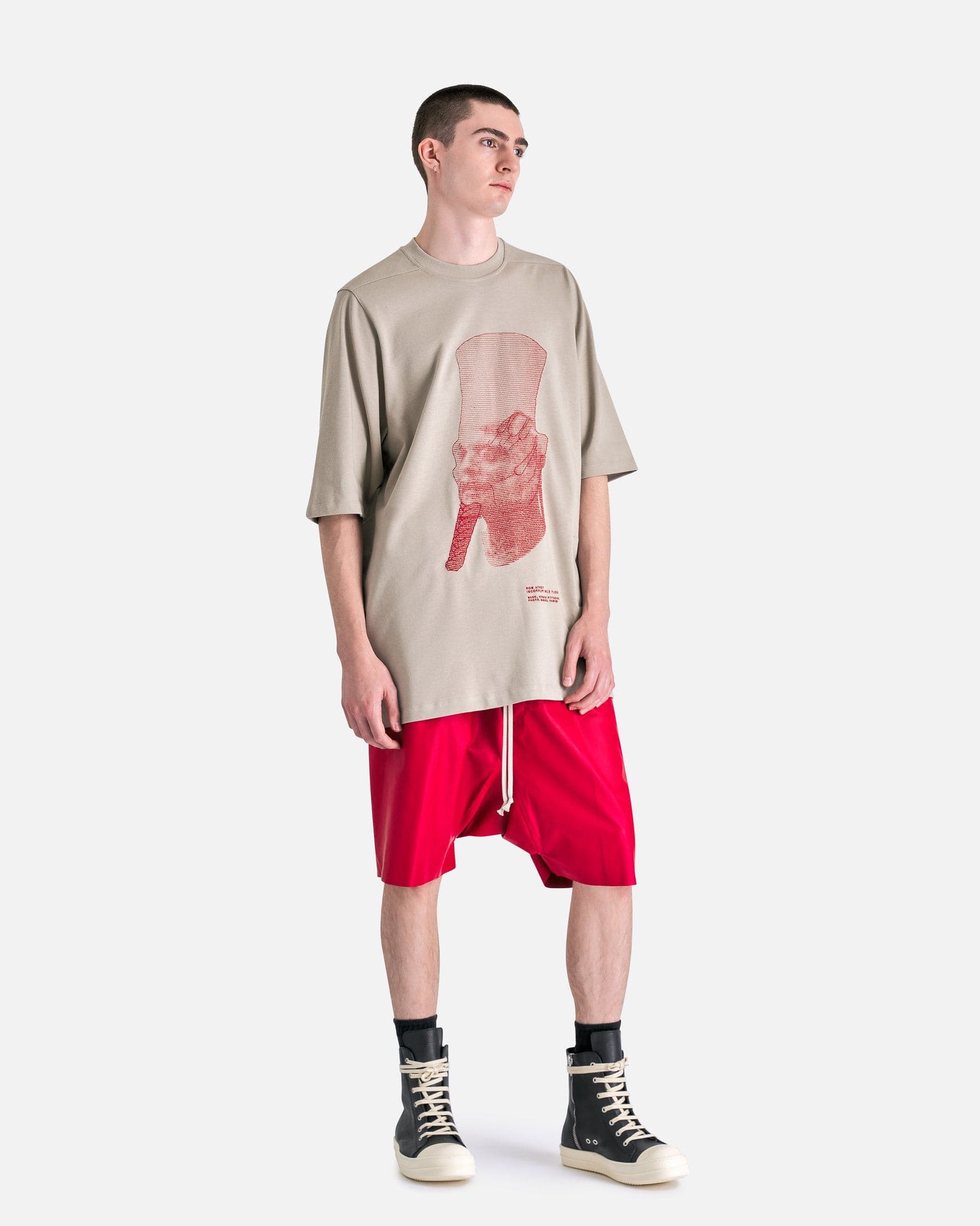 Rick Owens Men's Shorts Leather Rick's Pods in Cardinal Red
