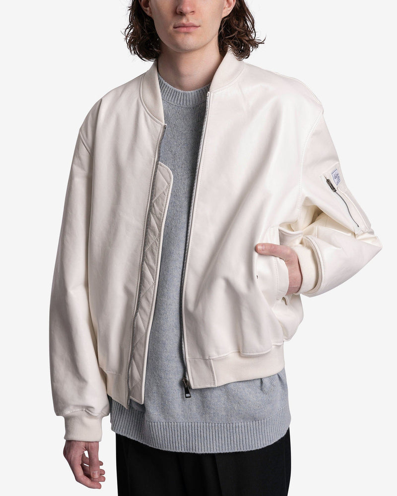 Raf Simons Men's Jackets Leather Small Bomber in Pearl