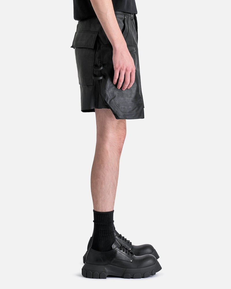 Rick Owens Men's Shorts Leather Stefan Cargo Shorts in Black