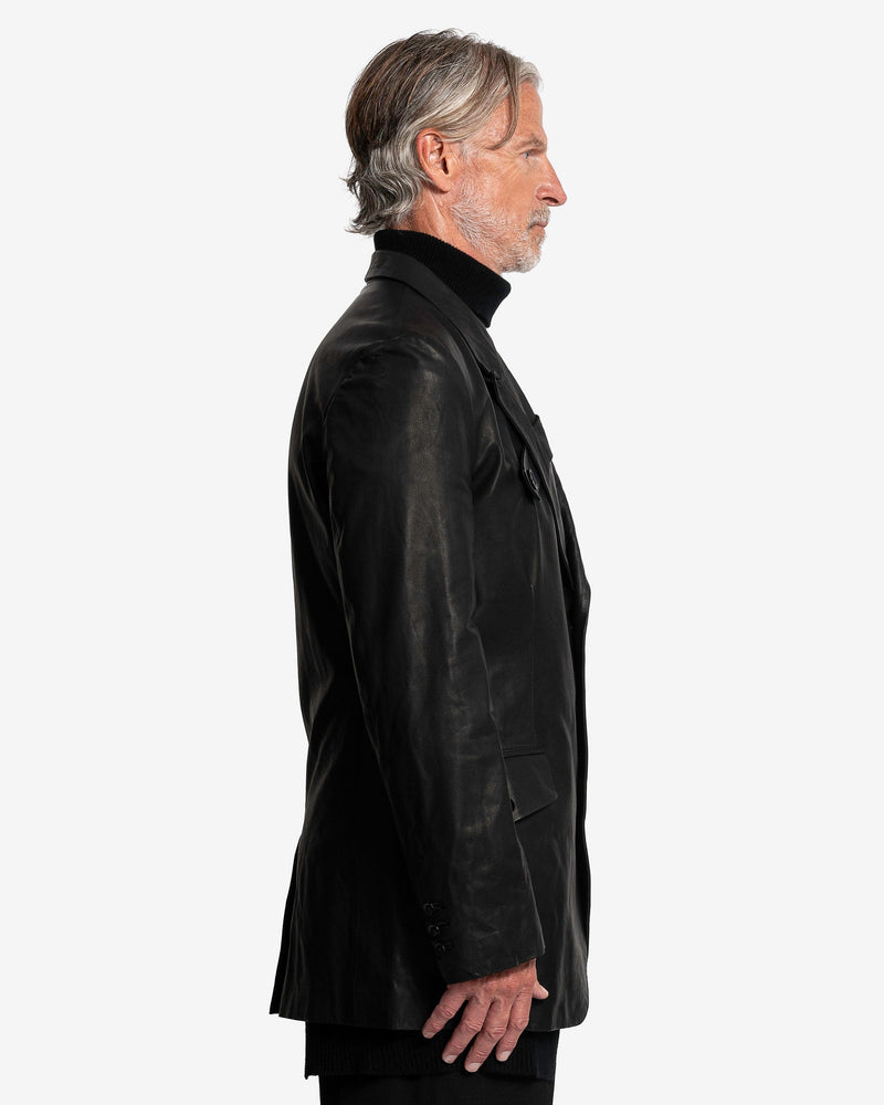Yohji Yamamoto Pour Homme Men's Jackets Leather Suit Jacket with Tab Details