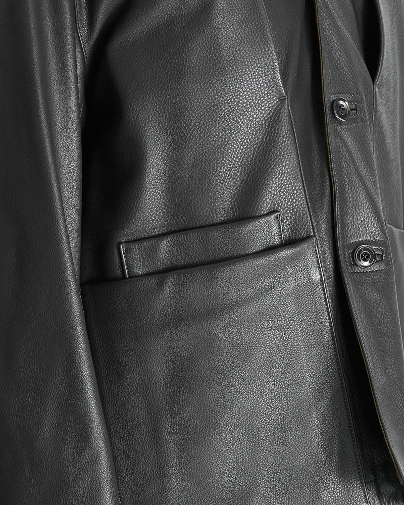 LEMAIRE Men's Jackets M Leather Workwear Jacket in Asphalt