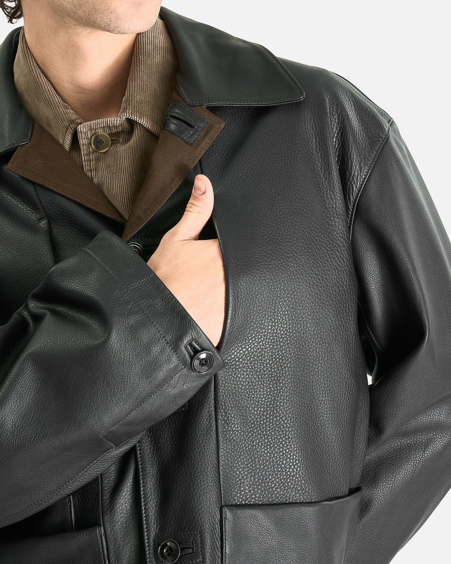 LEMAIRE Men's Jackets M Leather Workwear Jacket in Asphalt