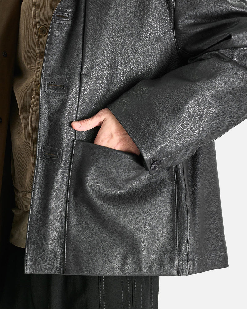 LEMAIRE Men's Jackets M Leather Workwear Jacket in Asphalt
