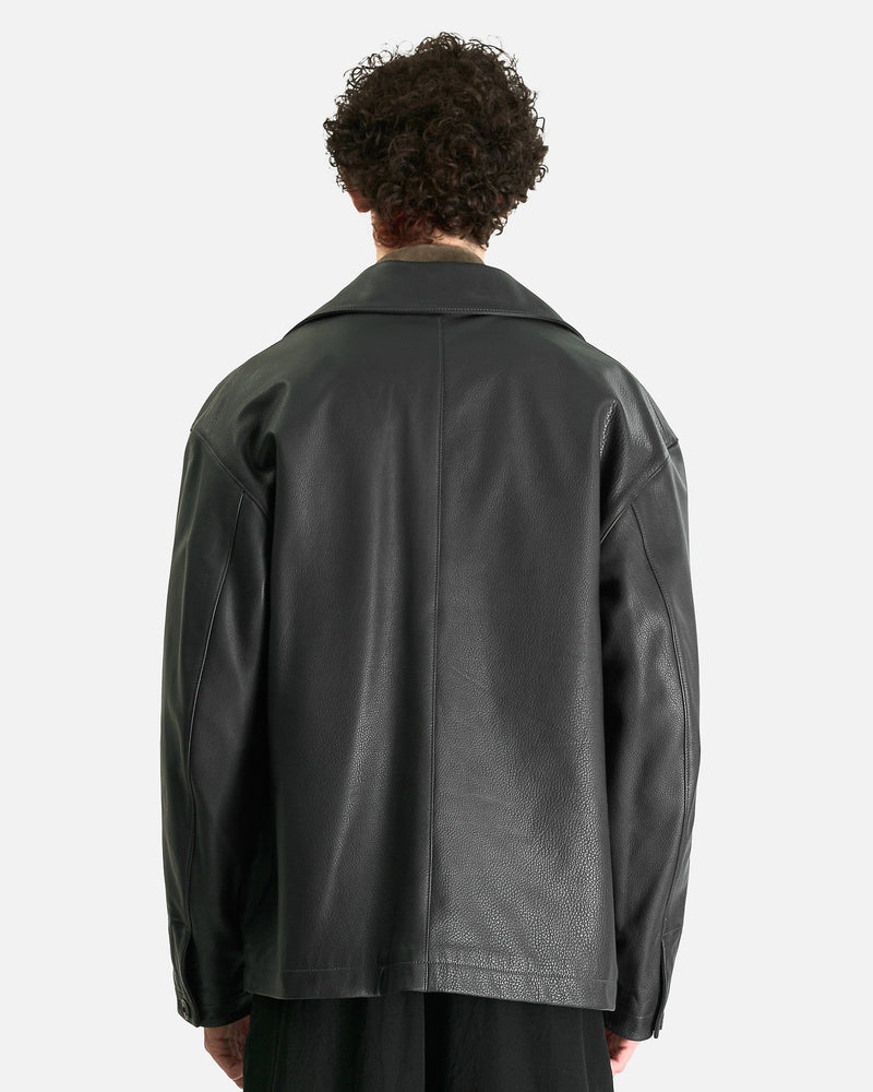 LEMAIRE Men's Jackets M Leather Workwear Jacket in Asphalt