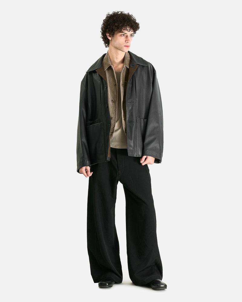 LEMAIRE Men's Jackets M Leather Workwear Jacket in Asphalt