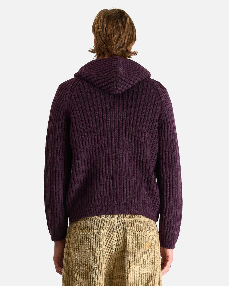 Our Legacy Men Sweaters Level Hood in Night Violet Stripe Isles Wool