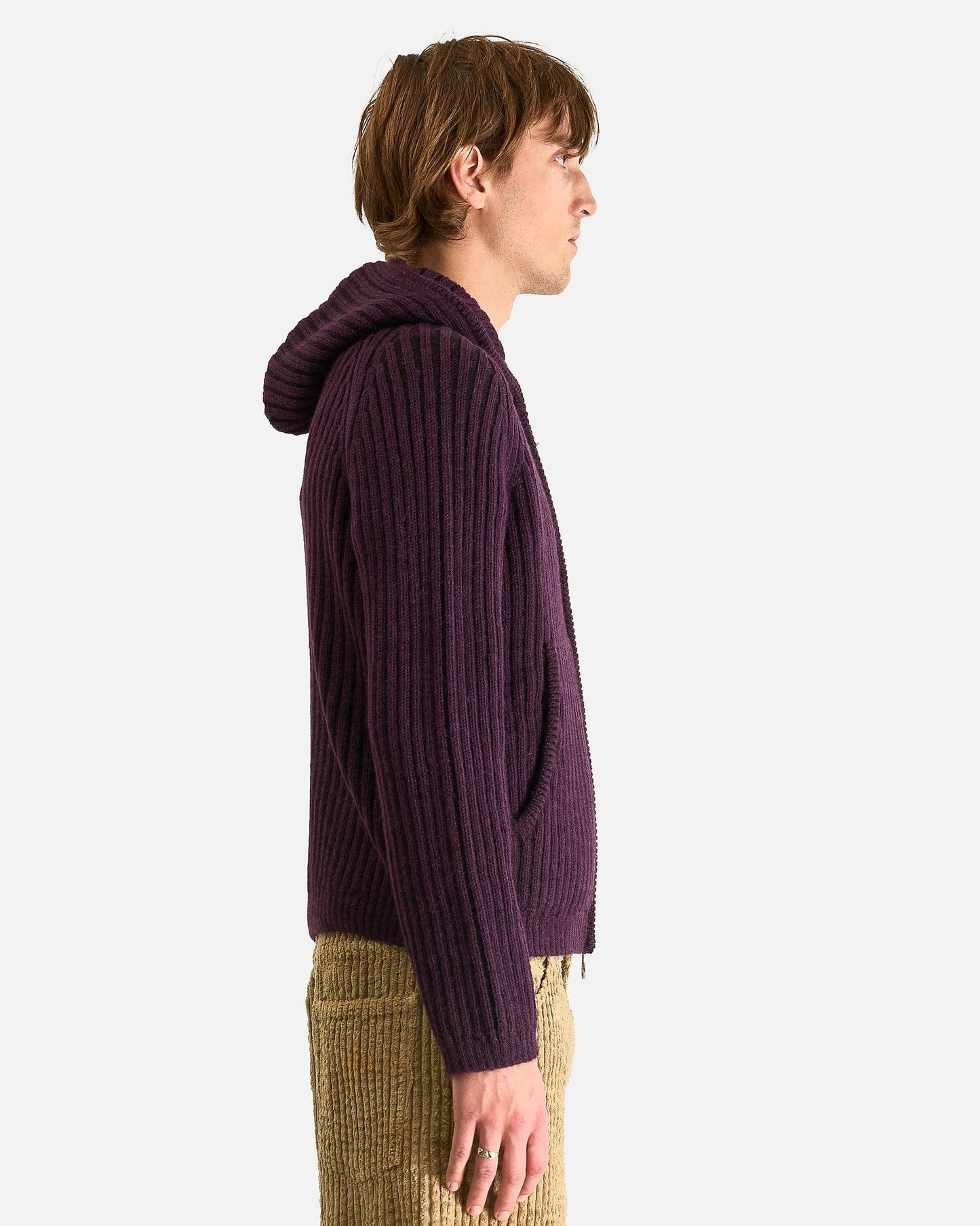 Our Legacy Men Sweaters Level Hood in Night Violet Stripe Isles Wool