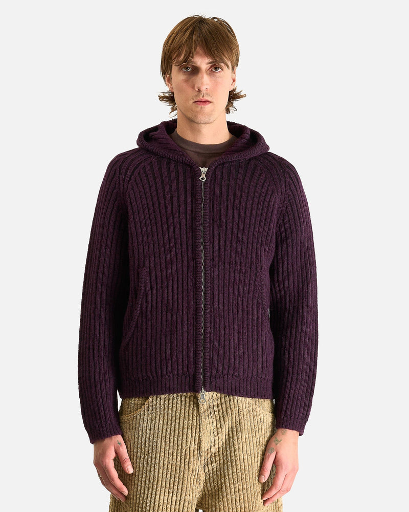 Our Legacy Men Sweaters Level Hood in Night Violet Stripe Isles Wool