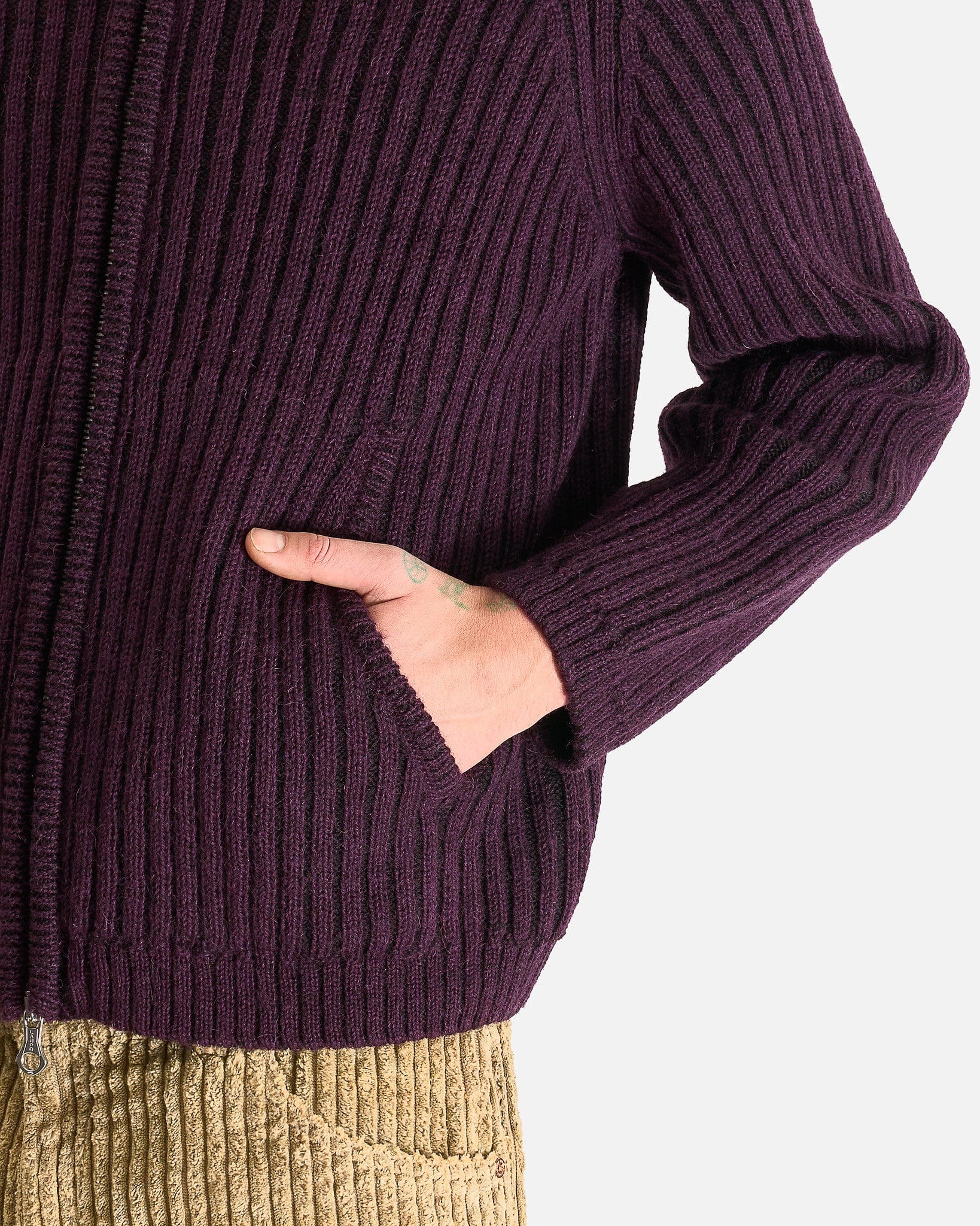 Our Legacy Men Sweaters Level Hood in Night Violet Stripe Isles Wool
