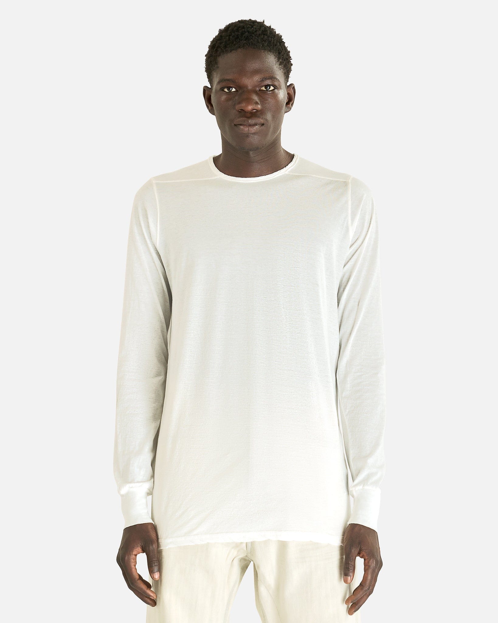 Rick Owens DRKSHDW Men's T-shirts Level Long Sleeve T in Milk