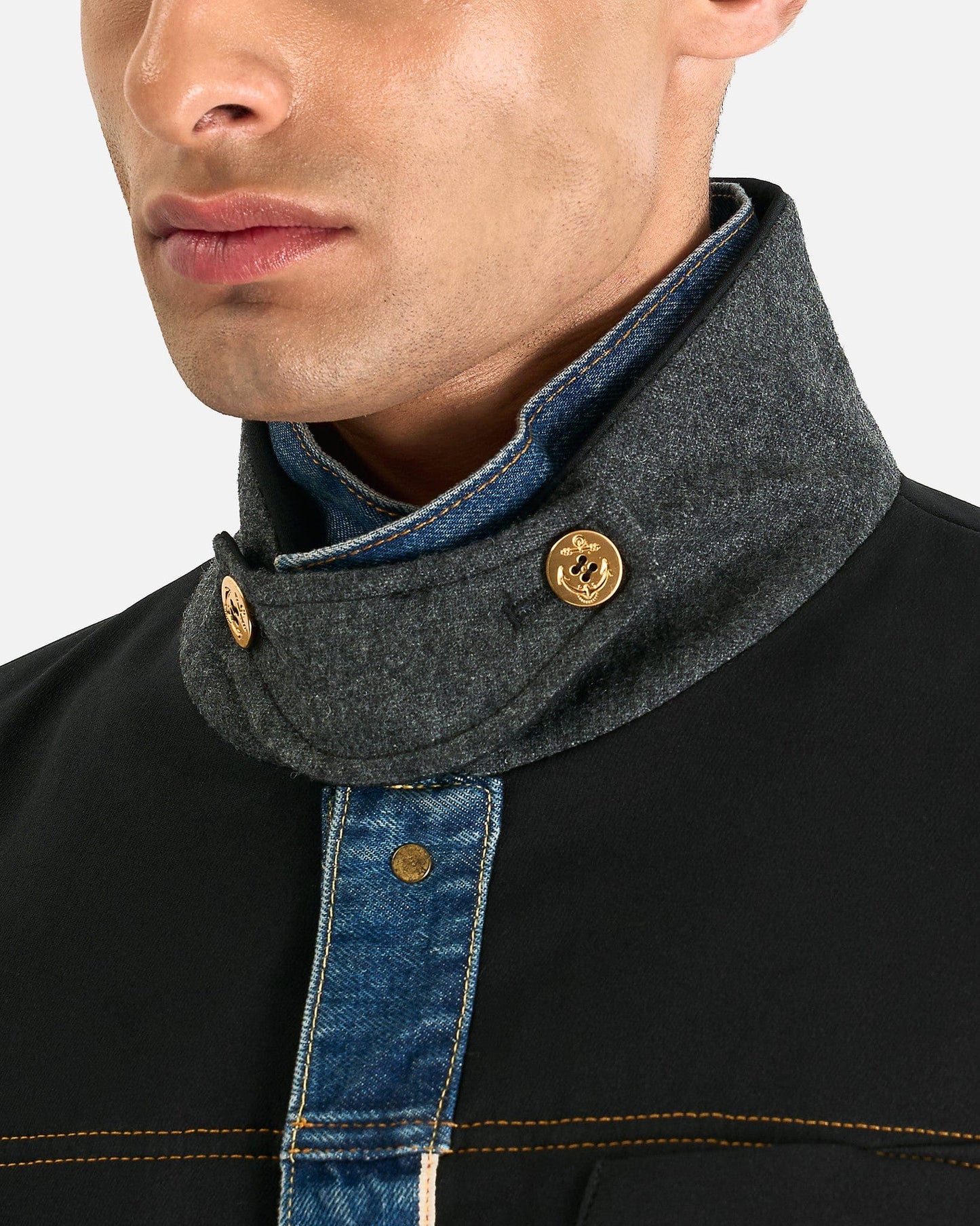 Sacai Men's Jackets Levi's Denim x Matelasse Twill Reversible Blouson in Black/Blue