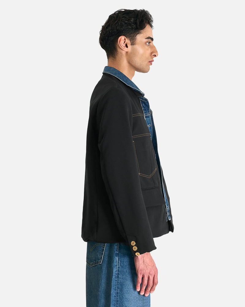 Sacai Men's Jackets Levi's Denim x Matelasse Twill Reversible Blouson in Black/Blue