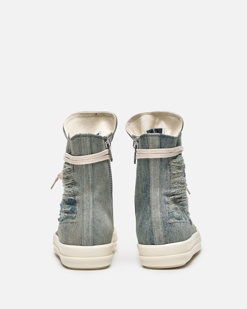 Rick Owens DRKSHDW Men's Sneakers Lido Denim Ramones in Sky/Milk/Milk