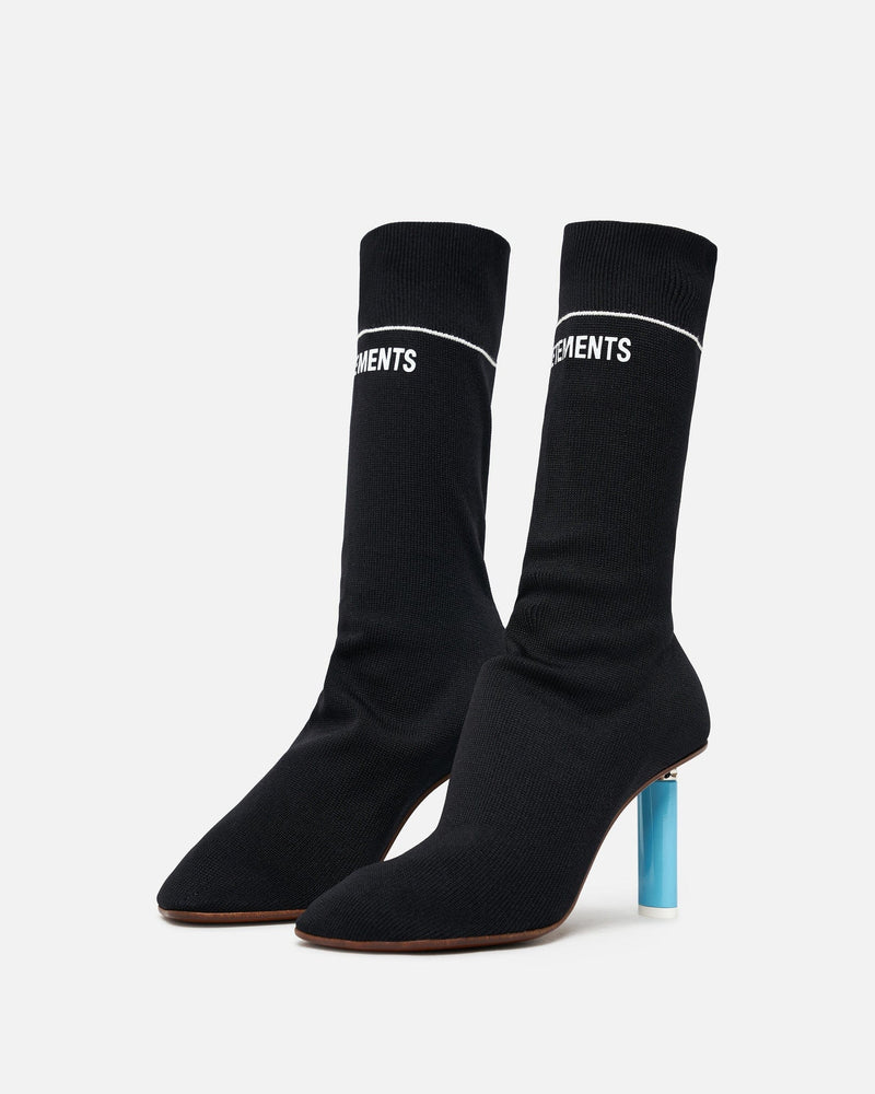 VETEMENTS Women Heels Lighter Heel Sock Boot in Black/Light Blue